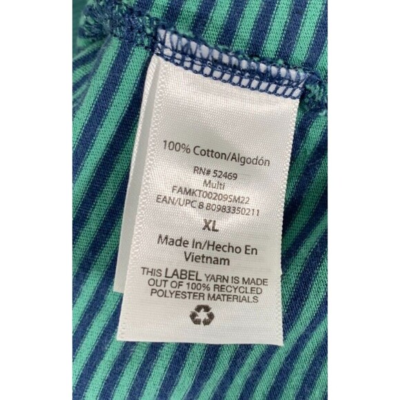 Free Assembly Green Yellow Striped Short Sleeve Polo T-Shirt XL Quarter Button - Picture 6 of 11